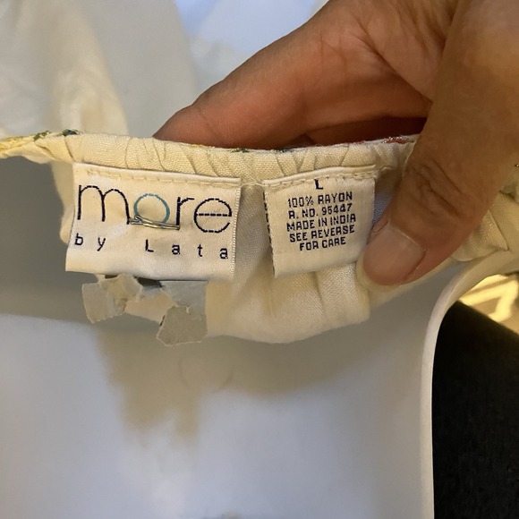 More By Lata Sz Large Boho Embroidered Top Y2K Women's‎ Peasant Hippie Ivory - Picture 6 of 7